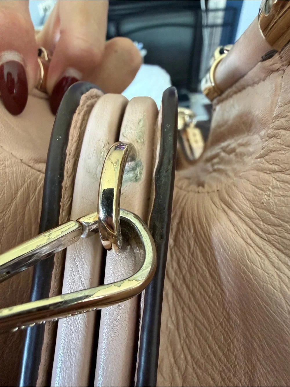 Coach Madison Carrie 27681 Gathered Leather Satchel Shoulder Bag in Blush Pink